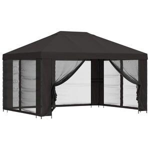 vidaXL Kerti pavilon oldalfalakkal 4 &times; 3 m Antracitsz&uuml;rke