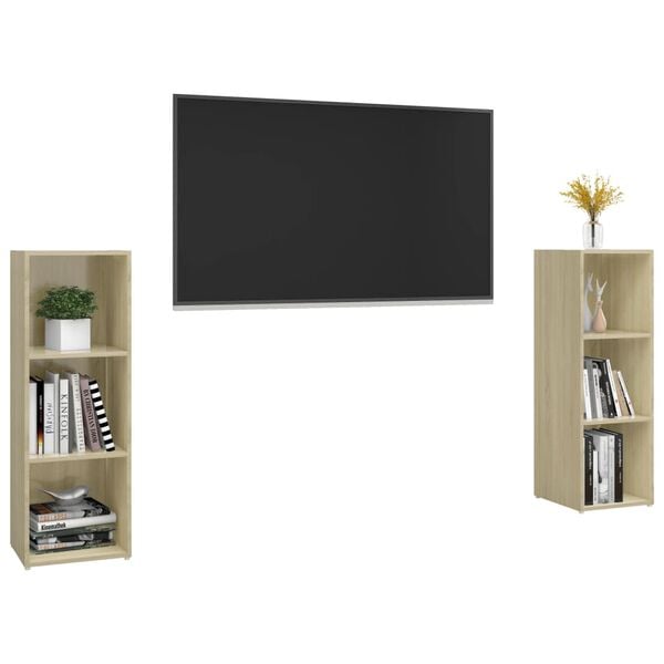 vidaXL 2 db sonoma tölgy színű szerelt fa TV-szekrény 107 x 35 x 37 cm