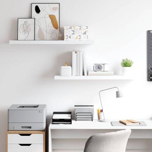 vidaXL 2 db feh&eacute;r MDF lebegő fali polc 90 x 23,5 x 3,8 cm