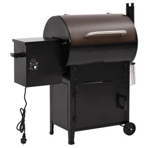 vidaXL fekete vas pellet grills&uuml;tő k&eacute;m&eacute;nnyel 104 cm