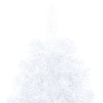 vidaXL fehér megvilágított fél műkarácsonyfa gömb szettel 120 cm