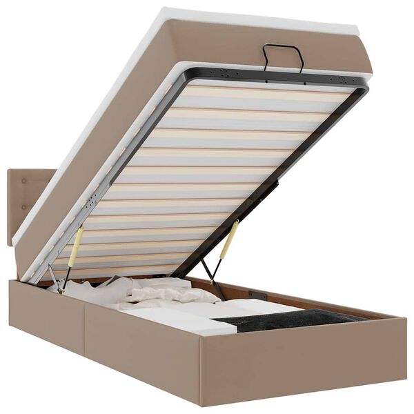 vidaXL k&aacute;v&eacute;sz&iacute;nű műbőr ottom&aacute;n &aacute;gykeret matraccal 100x200cm