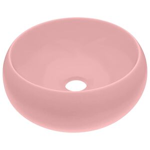 vidaXL kerek matt r&oacute;zsasz&iacute;n ker&aacute;mia luxus mosd&oacute;kagyl&oacute; 40 x 15 cm