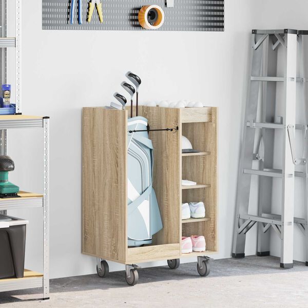 vidaXL Golf Szekr&eacute;ny ker&eacute;kkel Egysz&iacute;nű Sonoma t&ouml;lgy 65 x 45 x 98 cm