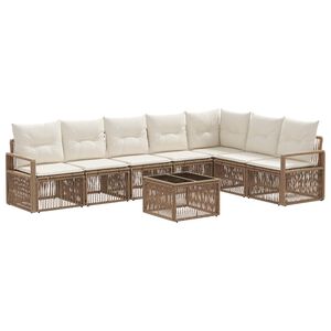 vidaXL Kerti Kanap&eacute; Szett 8 pcs B&eacute;zs polirattan
