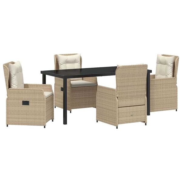 vidaXL Kert &eacute;tkező szett 5 pcs Beige &eacute;s Vil&aacute;gossz&uuml;rke polirattan