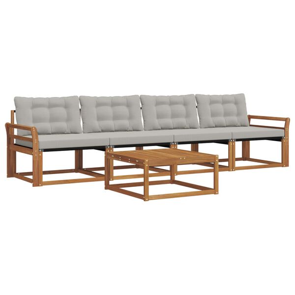 vidaXL K&uuml;lt&eacute;ri kanap&eacute; szett 5 pcs Term&eacute;szetes &eacute;s Vil&aacute;gossz&uuml;rke