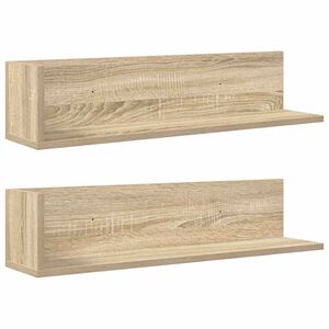 vidaXL 2 db sonoma t&ouml;lgy sz&iacute;nű szerelt fa fali polc 75 x 16,5 x 16,5cm