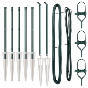 vidaXL Ker&iacute;t&eacute;soszlop 7 pcs Z&ouml;ld Ac&eacute;l