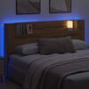 vidaXL LED-es Fejt&aacute;mla Szekr&eacute;ny Műv&eacute;szi t&ouml;lgy 180 x 16,5 x 103,5 cm