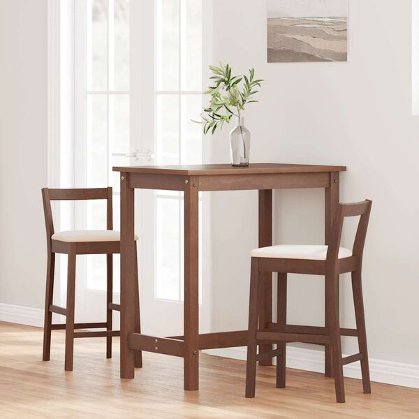 vidaXL 2 db barna tömörfa gumiból bárszékek párnákkal