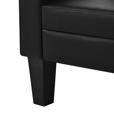 vidaXL háromszemélyes fekete műbőr kanapé zsámollyal