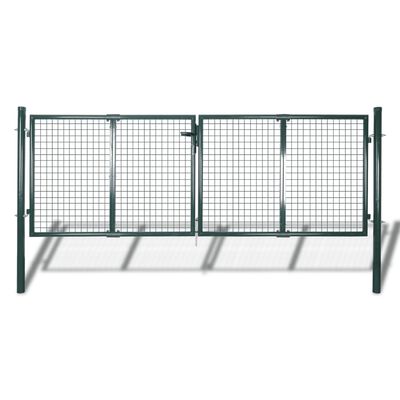 vidaXL zöld acél kerítés kapu 306 x 175 cm