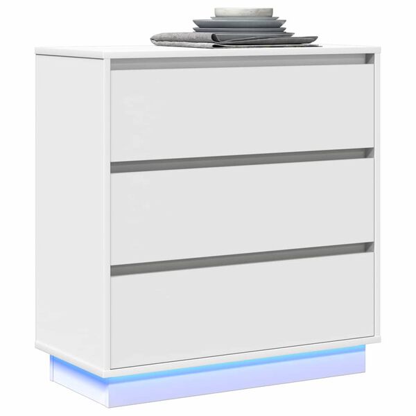 vidaXL &Eacute;jjeliszekr&eacute;ny fi&oacute;kkal Feh&eacute;r 71 x 34,5 x 75 cm Faanyag