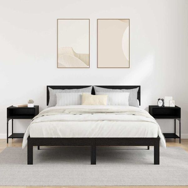 vidaXL &Eacute;jjeli asztal 2 pcs Fekete t&ouml;lgy 40 x 40 x 50 cm Faanyag