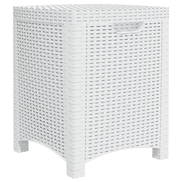vidaXL feh&eacute;r PP rattan kerti t&aacute;rol&oacute;l&aacute;da 39 x 39 x 46 cm