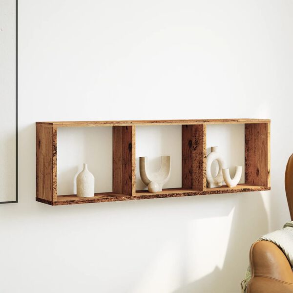 vidaXL antik fa sz&iacute;nű szerelt fa faliszekr&eacute;ny 100 x 16 x 30 cm