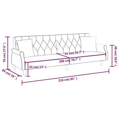 vidaXL világosszürke bársony kanapéágy karfákkal