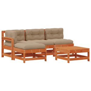 vidaXL Kerti lounge szett 5 db Viaszbarna T&ouml;m&ouml;r Fenyőfa