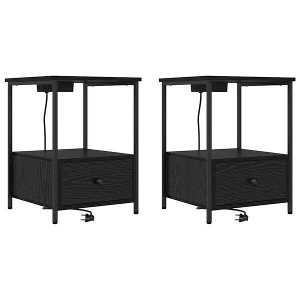 vidaXL &Eacute;jjeliszekr&eacute;ny 2 pcs Fekete t&ouml;lgy 42 x 41 x 56 cm Faanyag