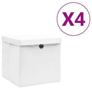 vidaXL 4 db feh&eacute;r fedeles t&aacute;rol&oacute;doboz 28 x 28 x 28 cm