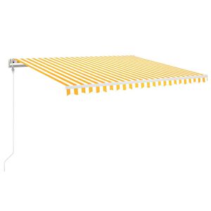 vidaXL s&aacute;rga-feh&eacute;r sz&eacute;l&eacute;rz&eacute;kelős &eacute;s LED-es napellenző 400x350 cm