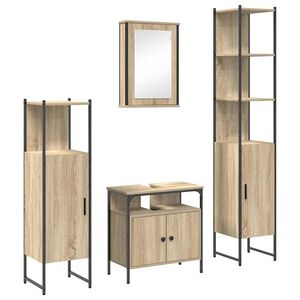 vidaXL F&uuml;rdőszoba b&uacute;tor szett polcokkal 4 pcs Sonoma t&ouml;lgy Faanyag
