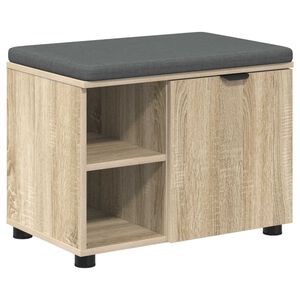 vidaXL Előt&eacute;r pad Sonoma t&ouml;lgy 60 x 38 x 46 cm Műanyag Fa &eacute;s Sz&ouml;vet