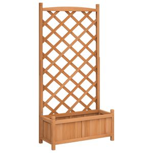vidaXL barna t&ouml;m&ouml;r fenyőfa vir&aacute;gl&aacute;da r&aacute;ccsal 75 x 35 x 150 cm