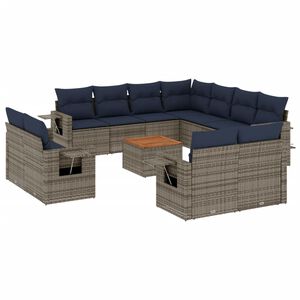 vidaXL 12 db sz&uuml;rke polyrattan kerti kanap&eacute;garnit&uacute;ra p&aacute;rn&aacute;kkal