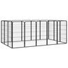 vidaXL 16-paneles fekete porsz&oacute;rt ac&eacute;l kutyakennel 50 x 100 cm