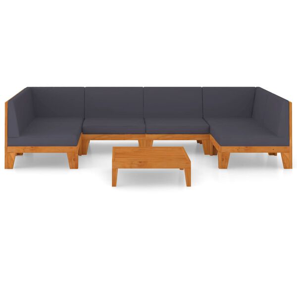 vidaXL 7 részes tömör akácfa kerti ülőgarnitúra párnákkal