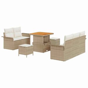 vidaXL Kerti Kanap&eacute; Szett 8 db 7-szem&eacute;lyes Beige &eacute;s kr&eacute;m