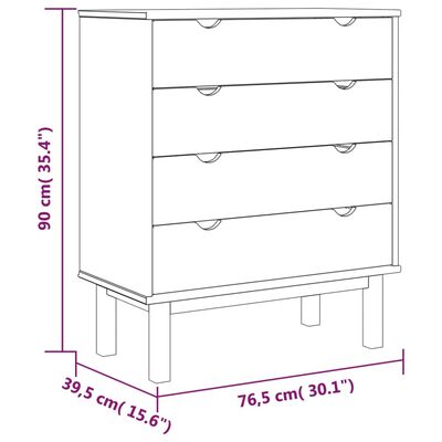 vidaXL OTTA tömör fenyőfa fiókos szekrény 76,5 x 39,5 x 90 cm