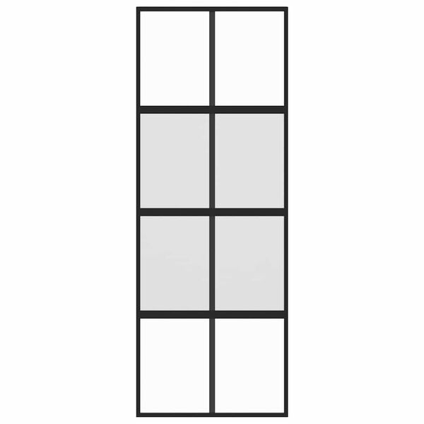 vidaXL fekete edzett &uuml;veg &eacute;s alum&iacute;nium tol&oacute;ajt&oacute; 76 x 205 cm