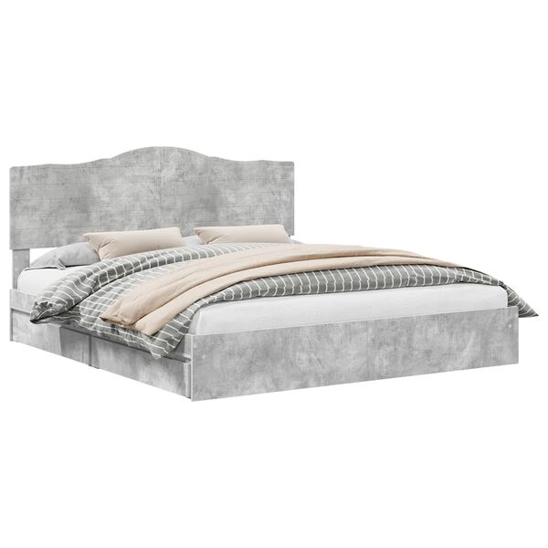 vidaXL T&aacute;rol&oacute;s &Aacute;gy fejt&aacute;ml&aacute;val Beton Sz&uuml;rke 180 x 200 cm Faanyag