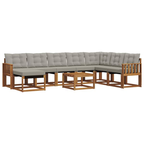 vidaXL K&uuml;lt&eacute;ri kanap&eacute; szett 9 pcs Term&eacute;szetes &eacute;s Vil&aacute;gossz&uuml;rke