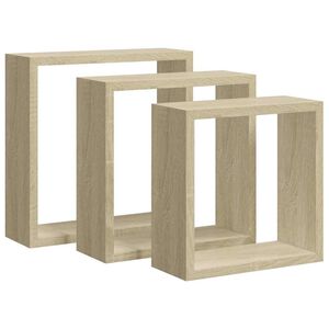 vidaXL 3 db sonoma t&ouml;lgy fali kockapolc
