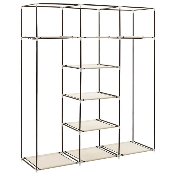 vidaXL kr&eacute;m sz&ouml;vet ruh&aacute;sszekr&eacute;ny rekeszekkel &eacute;s rudakkal 150x45x175 cm