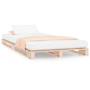 vidaXL t&ouml;m&ouml;r fenyőfa raklap&aacute;gy 75 x 190 cm (Small Single)