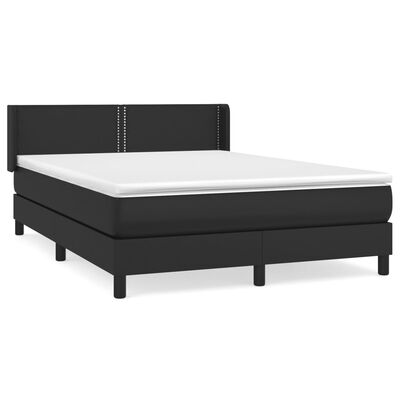 vidaXL fekete műbőr rugós ágy matraccal 140 x 200 cm