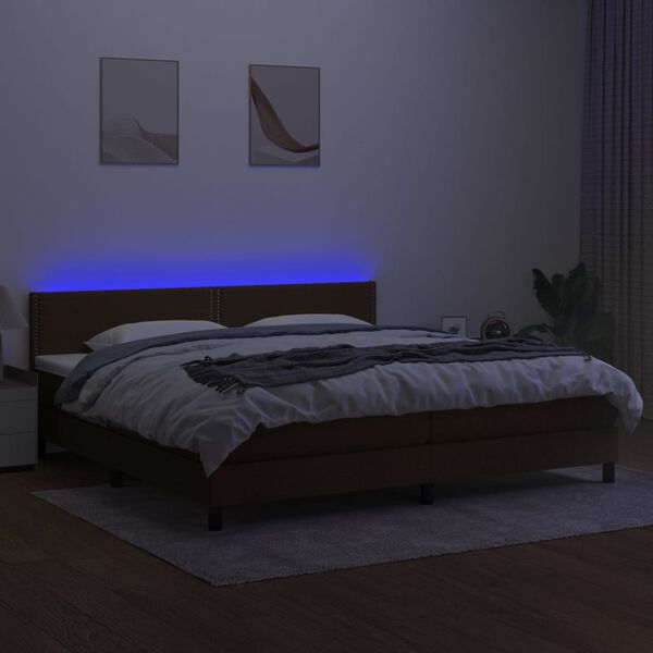 vidaXL barna sz&ouml;vet rug&oacute;s &eacute;s LED-es &aacute;gy matraccal 200x200 cm