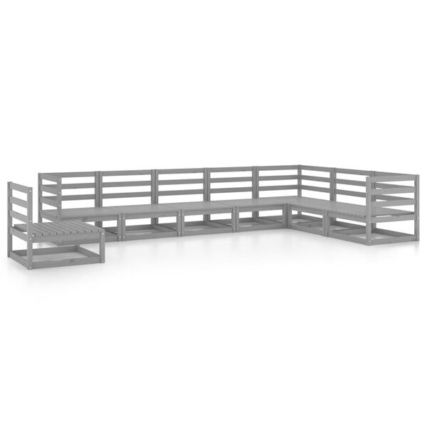 vidaXL 8 r&eacute;szes sz&uuml;rke t&ouml;m&ouml;r fenyőfa kerti &uuml;lőgarnit&uacute;ra