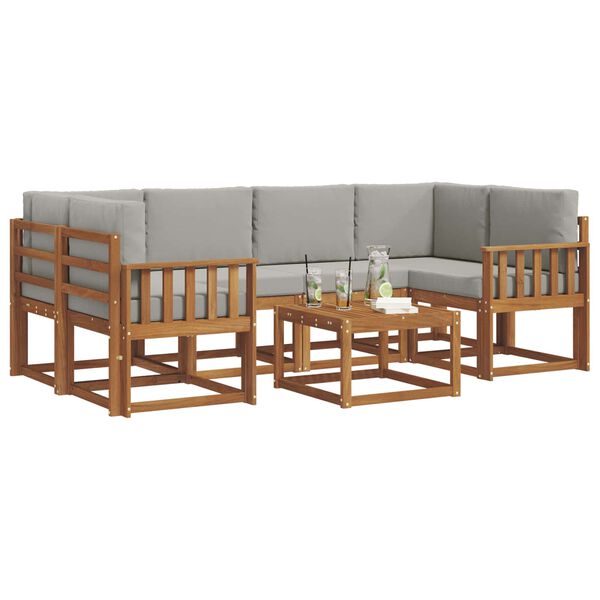 vidaXL K&uuml;lt&eacute;ri kanap&eacute; szett 7 pcs Term&eacute;szetes &eacute;s Vil&aacute;gossz&uuml;rke