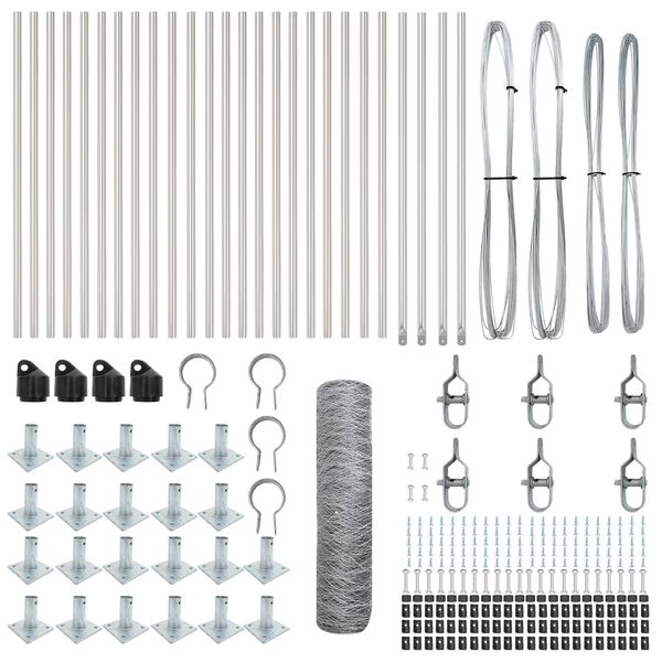 vidaXL Ker&iacute;t&eacute;soszlop Ez&uuml;st 50 x 0,4 m (36 mm h&aacute;l&oacute;) Ac&eacute;l