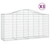 vidaXL 3 db &iacute;ves horganyzott vas gabion kos&aacute;r 200 x 50 x 100/120 cm