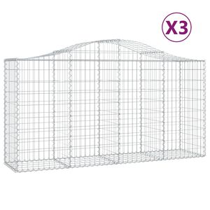 vidaXL 3 db &iacute;ves horganyzott vas gabion kos&aacute;r 200 x 50 x 100/120 cm