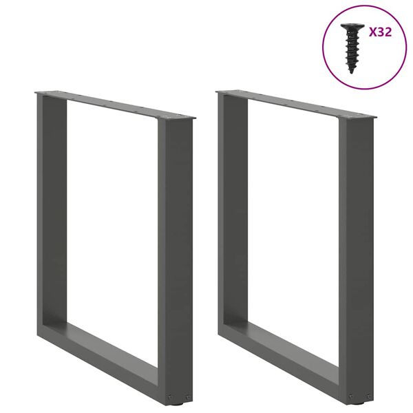 vidaXL 2 db antracitszürke, U alakú acél étkezőasztal láb 90 x (72-73) cm