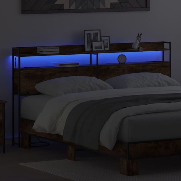 vidaXL T&aacute;rol&oacute; fejt&aacute;mla polcokkal F&uuml;st&ouml;lt t&ouml;lgy 180 cm Faanyag