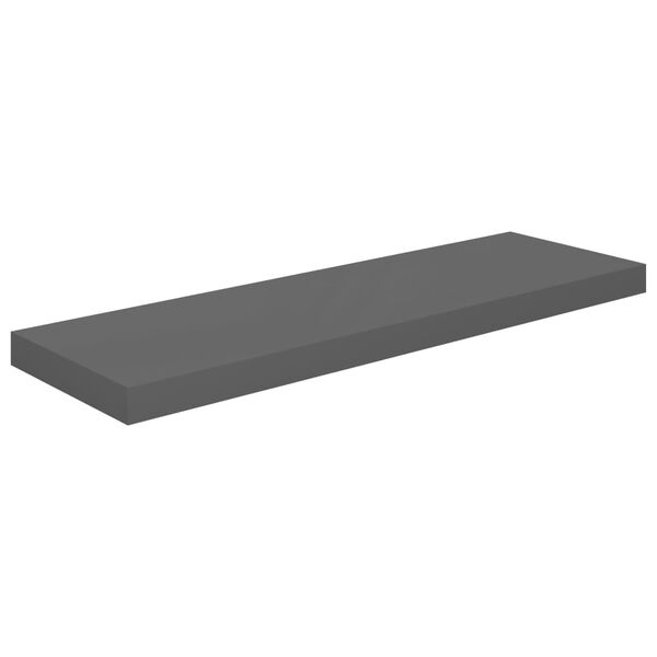 vidaXL 2 db magasfényű szürke MDF lebegő fali polc 80 x 23,5 x 3,8 cm